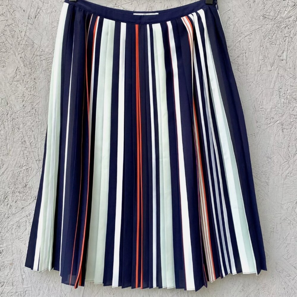 Rebecca Minkoff Madeline Pleated Striped A-Line Skirt Sz 8